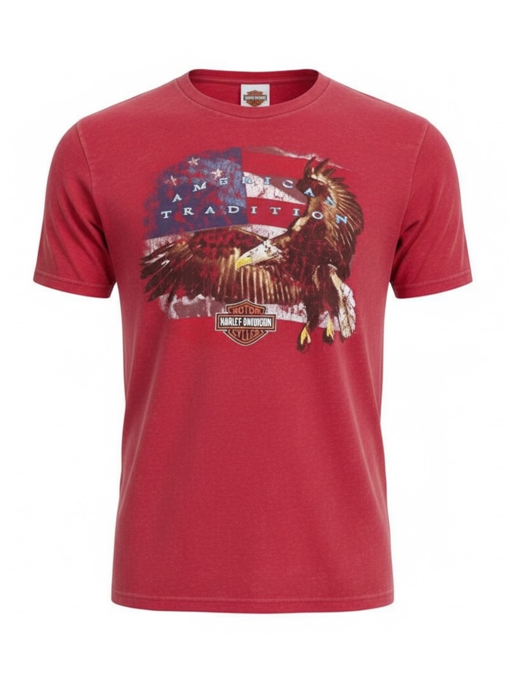 Vintage Men's Red Graphic Short-Sleeve Tee - Harley Davidson Eagle - Picture 2 of 5
